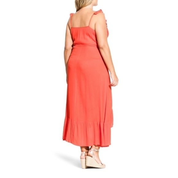 City Chic High Low Tigerlily Ruffle Maxi Dress Size 14 XS Feminine Vacation Sexy - Picture 4 of 15